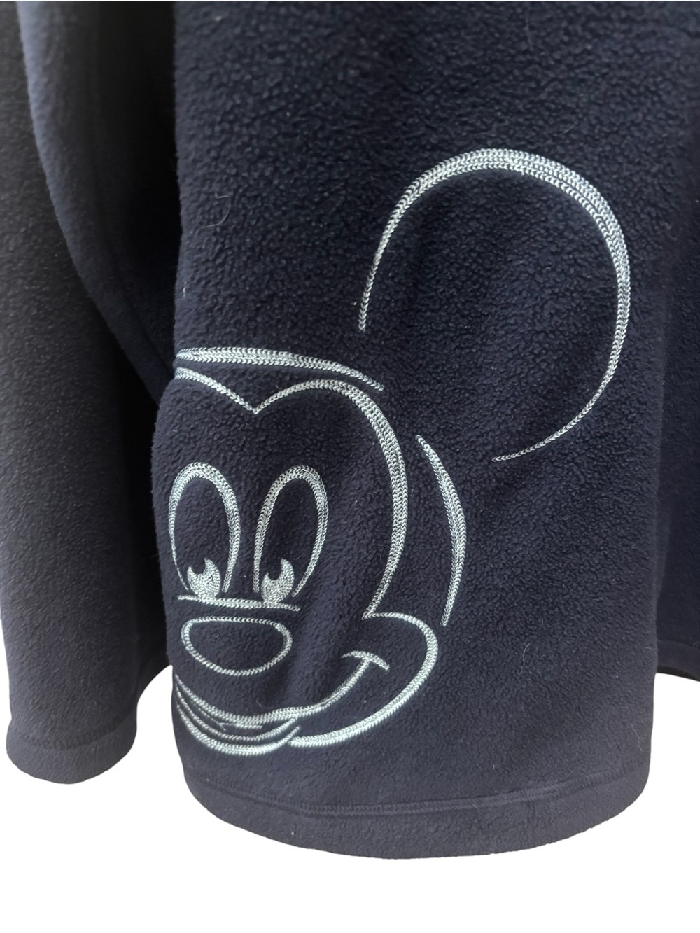 Disney Mickey Fleece Pullover Sweatshirt Size XL Navy‎ Blur Embroidered 1/4 Zip - Picture 2 of 7